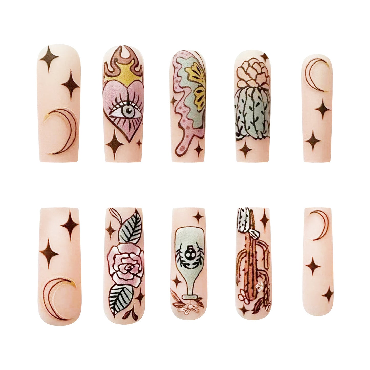 Kunstnagelset mit kreativen Illustrationen Brehn