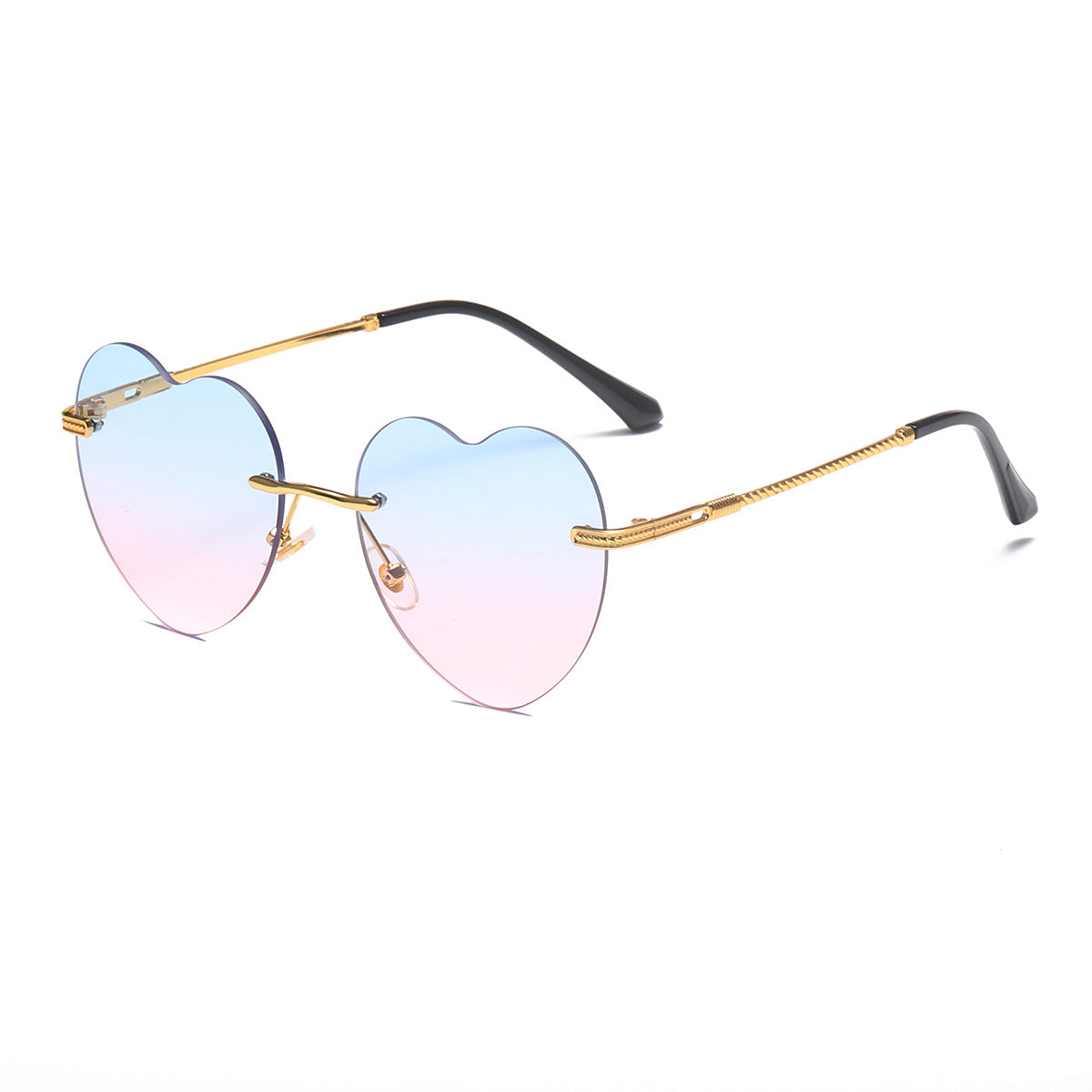 Damen Herzförmige Sonnenbrille mit verspiegelten Gläsern und goldenem Rahmen Brehn