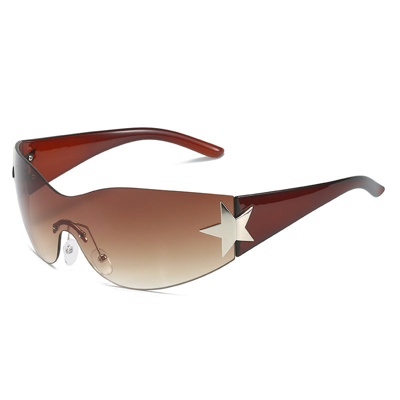 Modebewusste Shield-Sonnenbrille mit Sternakzent Brehn