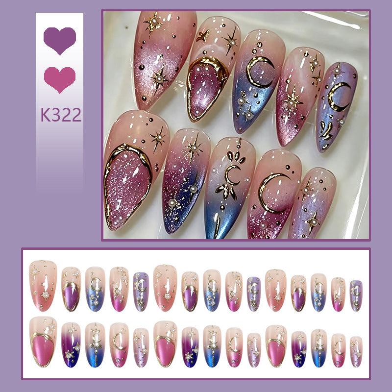 Kunstnagelset mit Glamourösen Stern- und Mondmotiven Brehn
