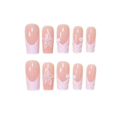 Elegante Florale Press-On Nagelkunst Brehn