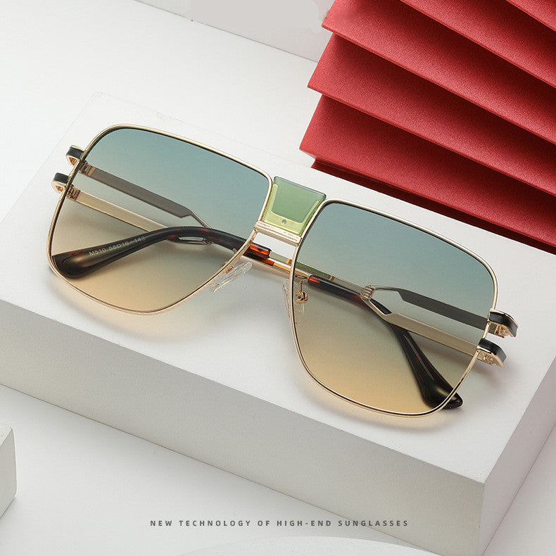 Damen moderne quadratische Sonnenbrille mit elegantem Metallrahmen Brehn