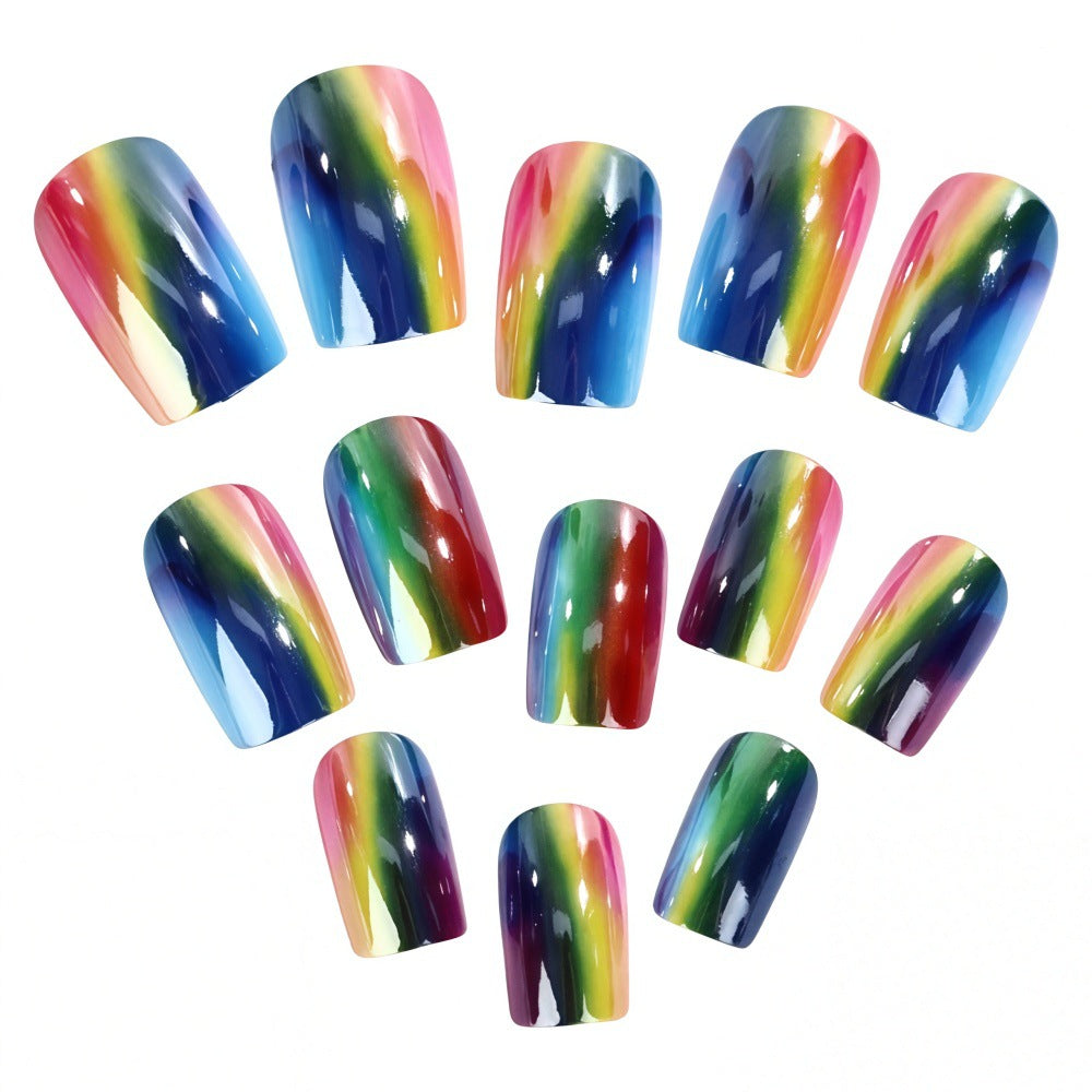 Bunte Kunstnägel im Regenbogen Design Brehn
