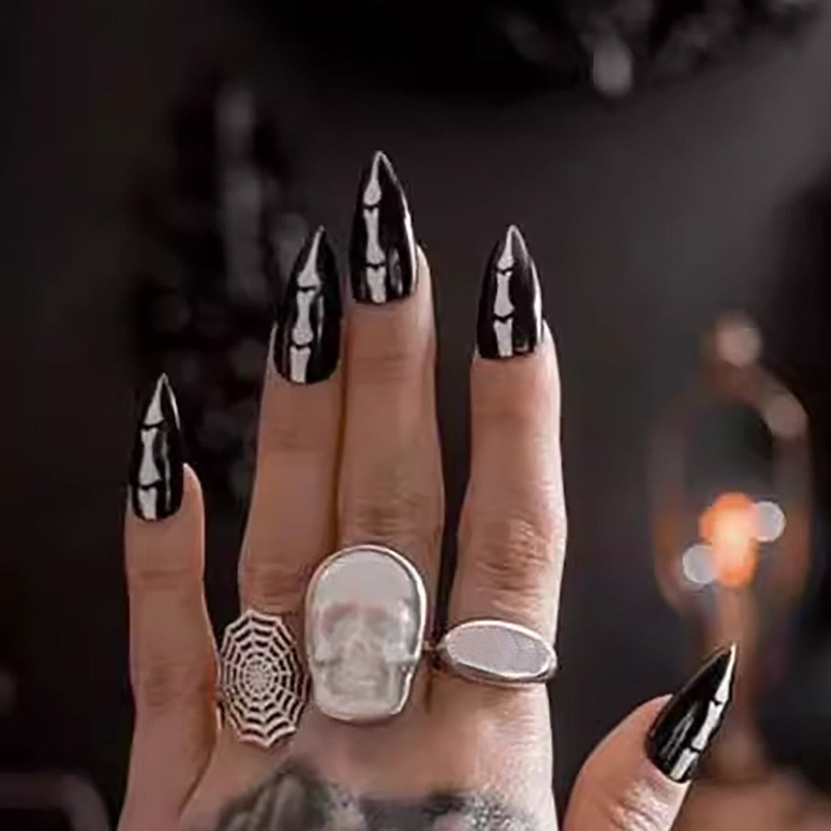 Gothic Skull-Design Stiletto Press-On Nägel Brehn