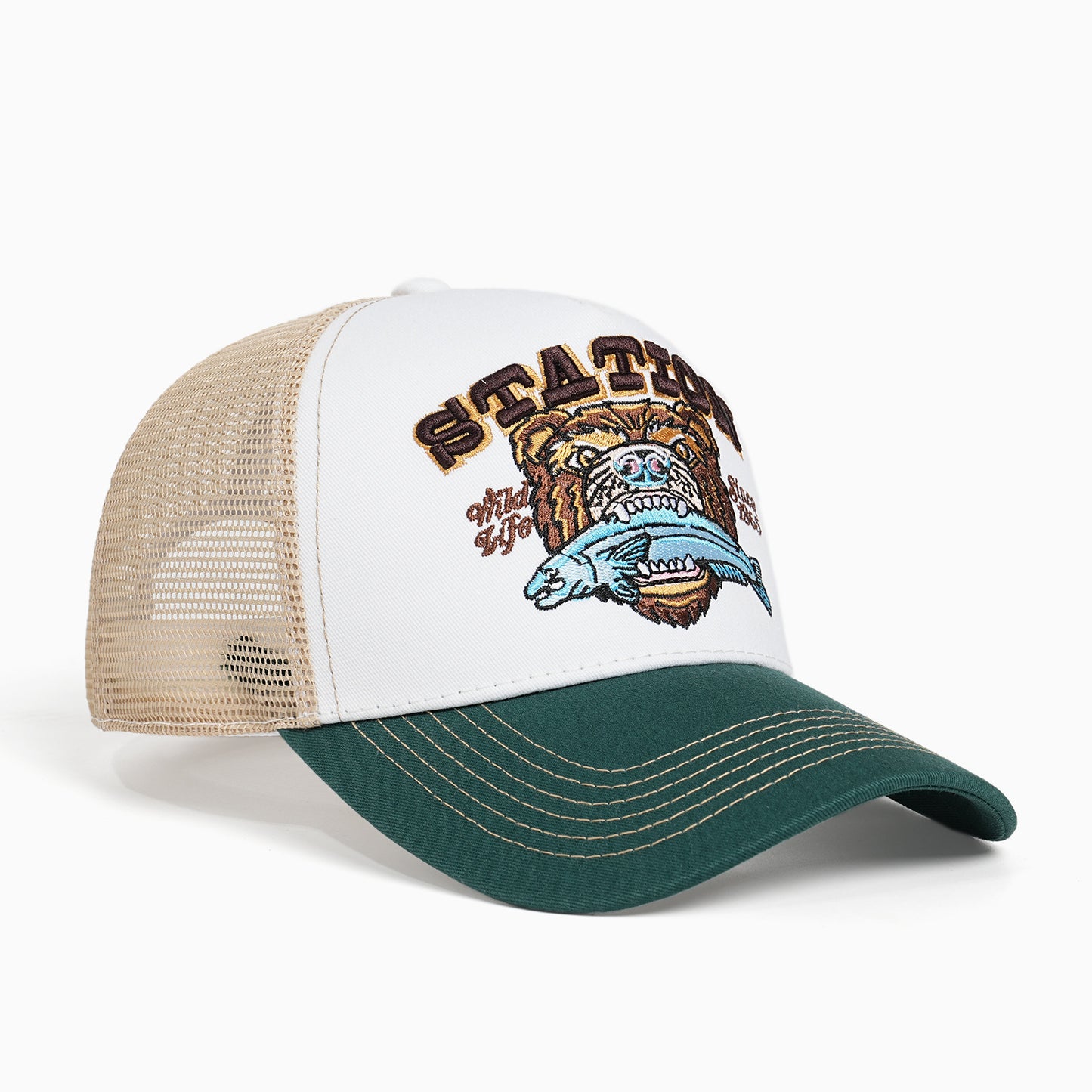 Damen Trucker Cap mit großem Stickmotiv Brehn
