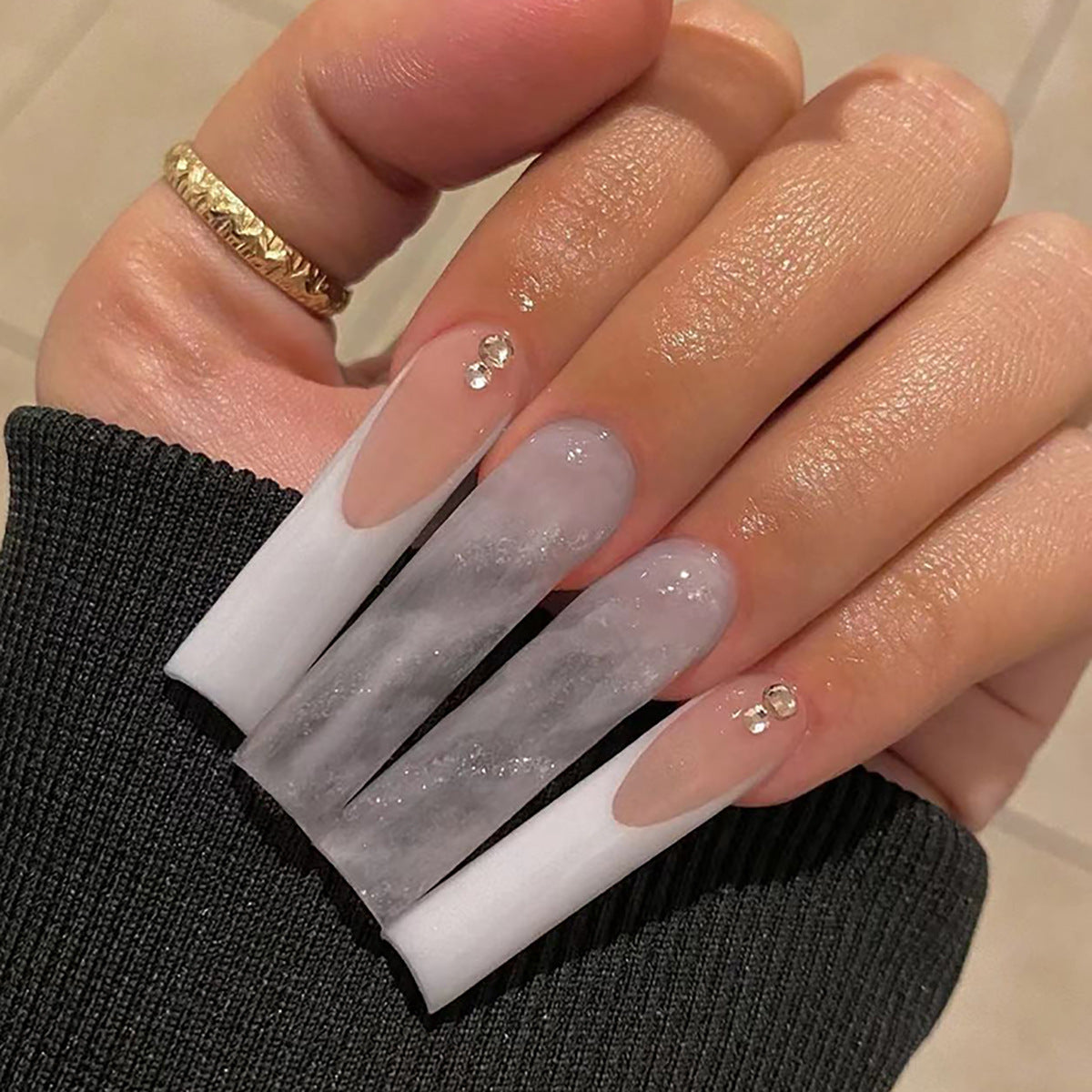 Kristall-Verzierte Stiletto Press-On Nägel Brehn