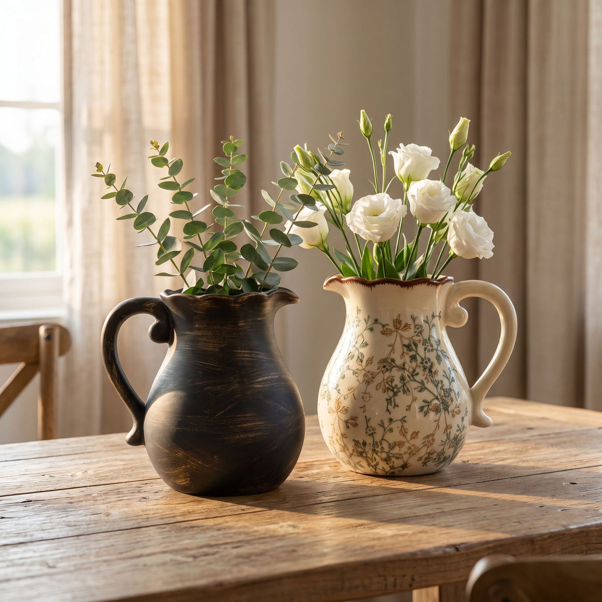 Eleganter Keramikkrug mit floralen Mustern Brehn