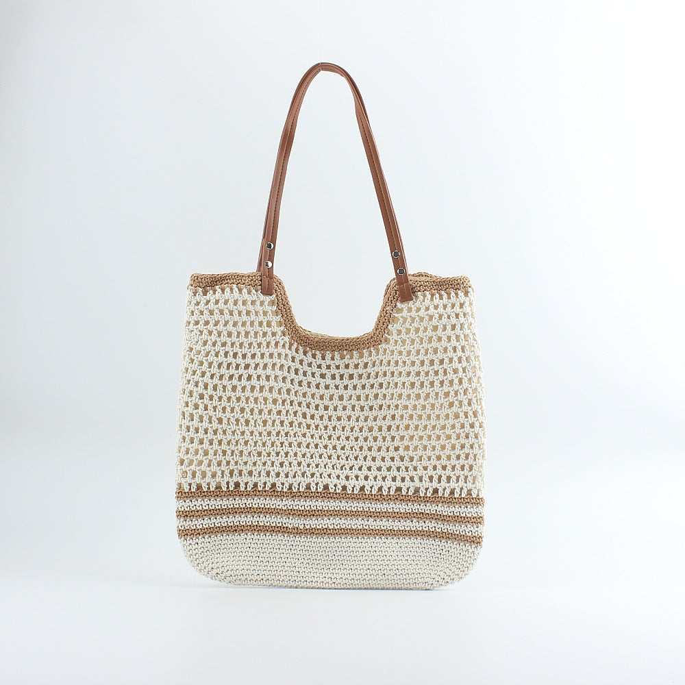 Handgefertigte Designer-Strandtasche mit Robusten Ledergriffen Brehn