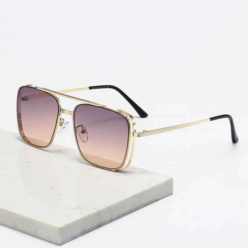 Damen modische quadratische Sonnenbrille mit elegantem Metallrahmen Brehn