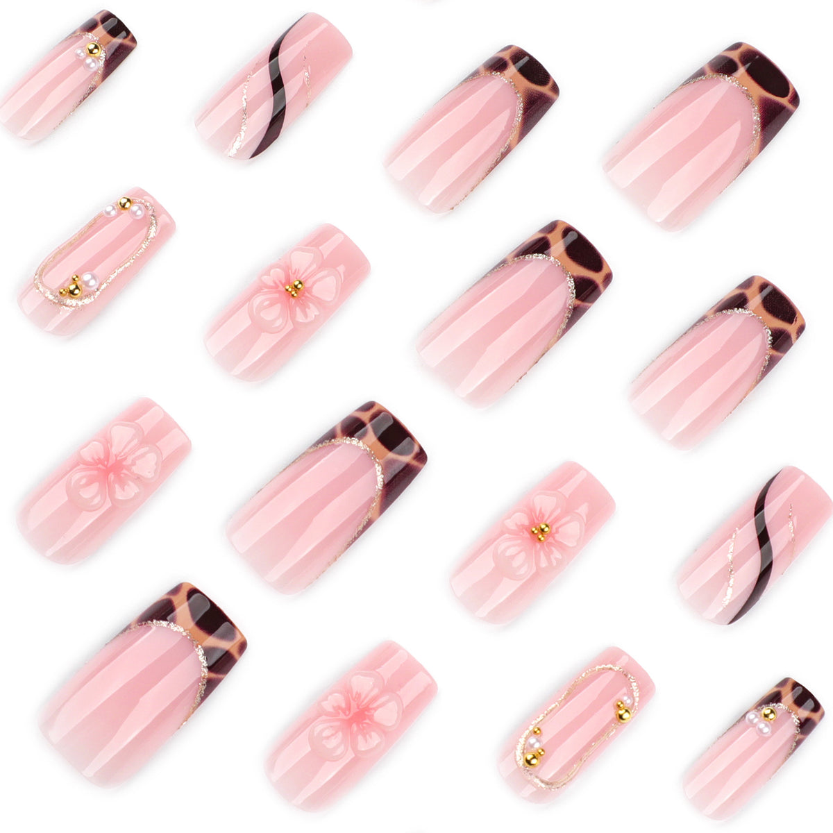 Künstliche Nagelkunst mit Blumen- und Glitzereffekten Brehn