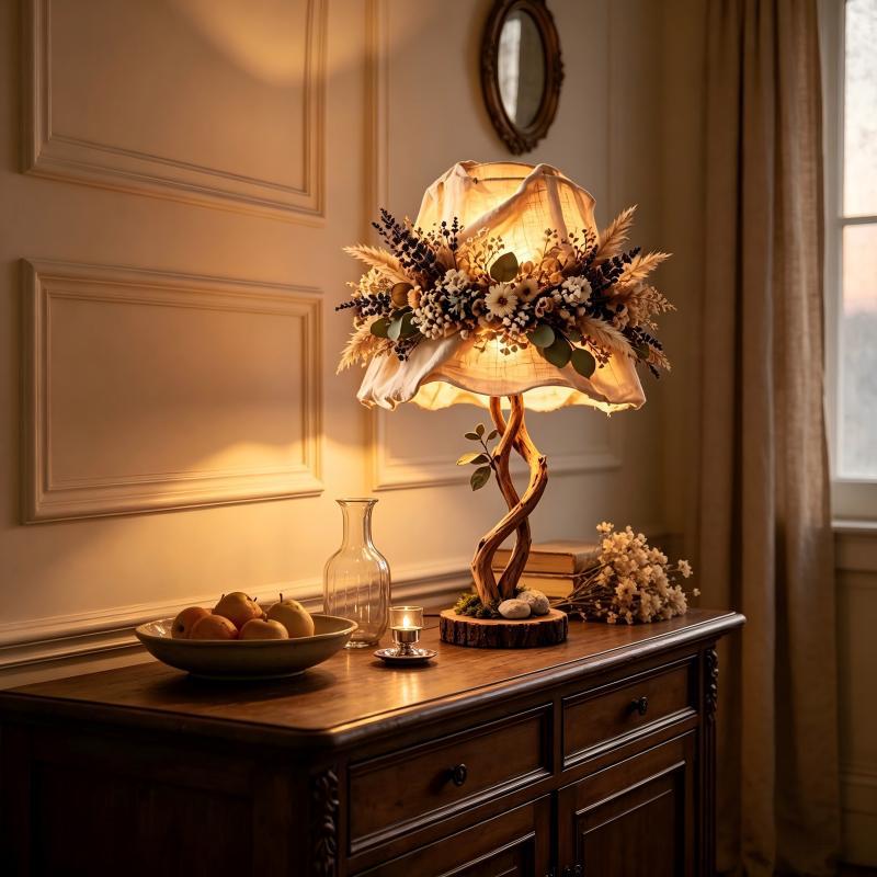 Dekorative Tischlampe mit floralen Elementen Brehn