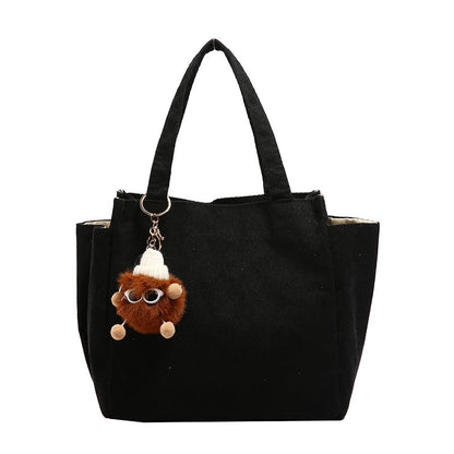 Texturierte Cordura-Tote-Tasche mit niedlichem Plüsch-Anhänger