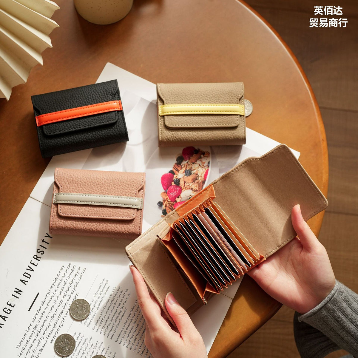 Strukturiertes Leder Kartenhalter Wallet