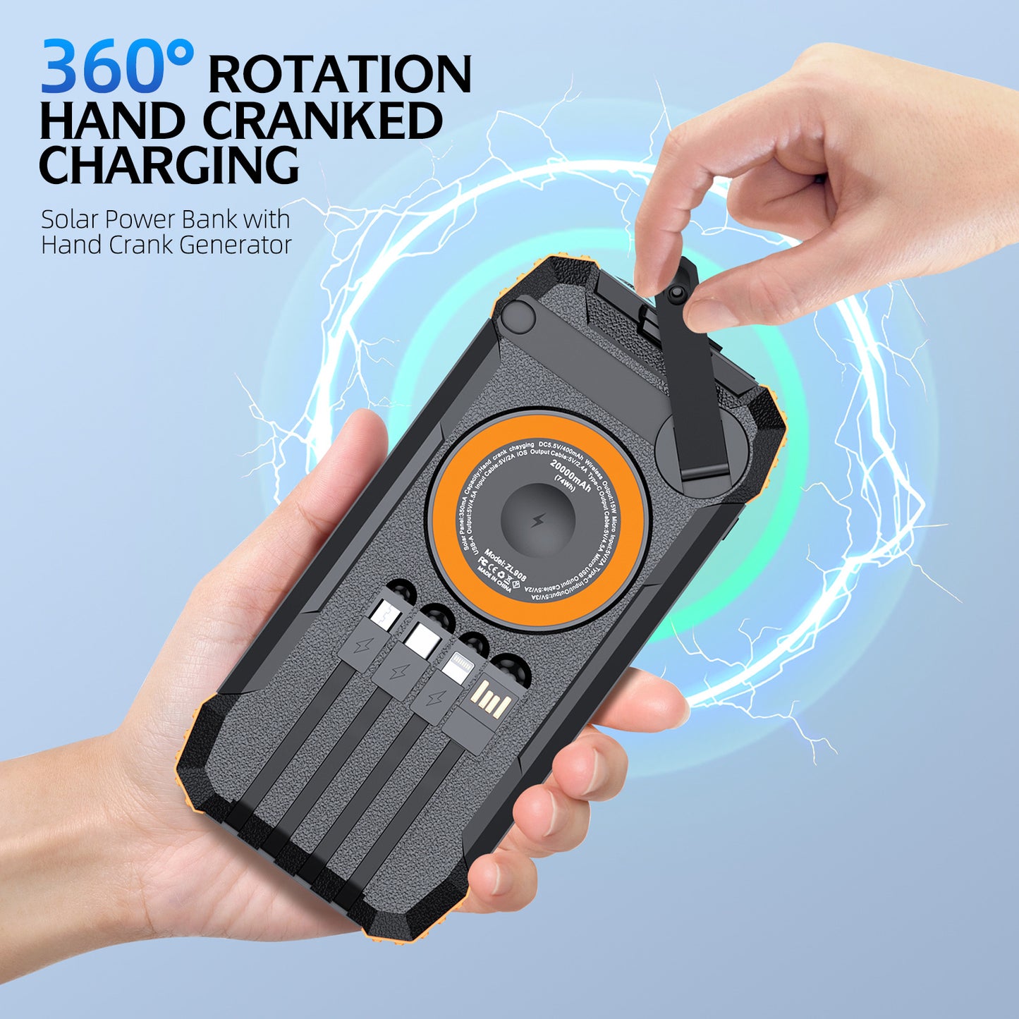 Outdoor Powerbank mit Solarladefunktion und Integrierter Led-Lampe Brehn