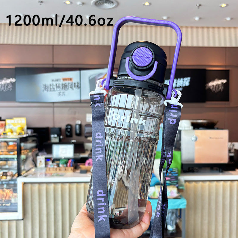 Damen große transparente Trinkflasche mit integriertem Tragegriff Brehn