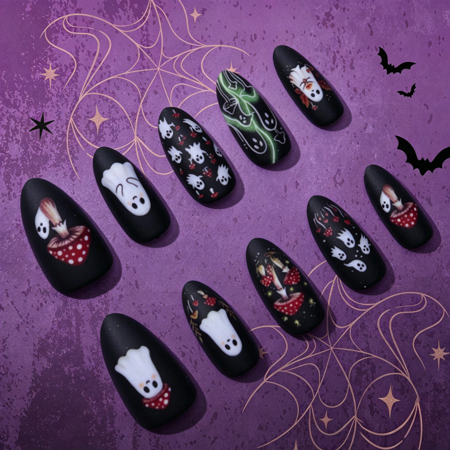Kreative Halloween-Themen Press-On Nagelkunst Brehn
