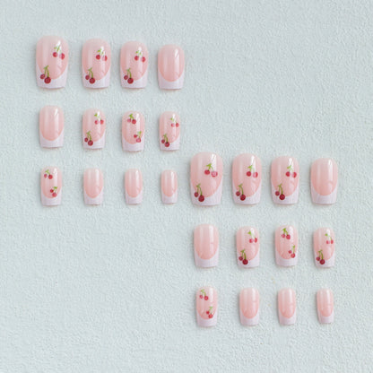 Kirschblüten Französischer Tipp Nagelkunstset