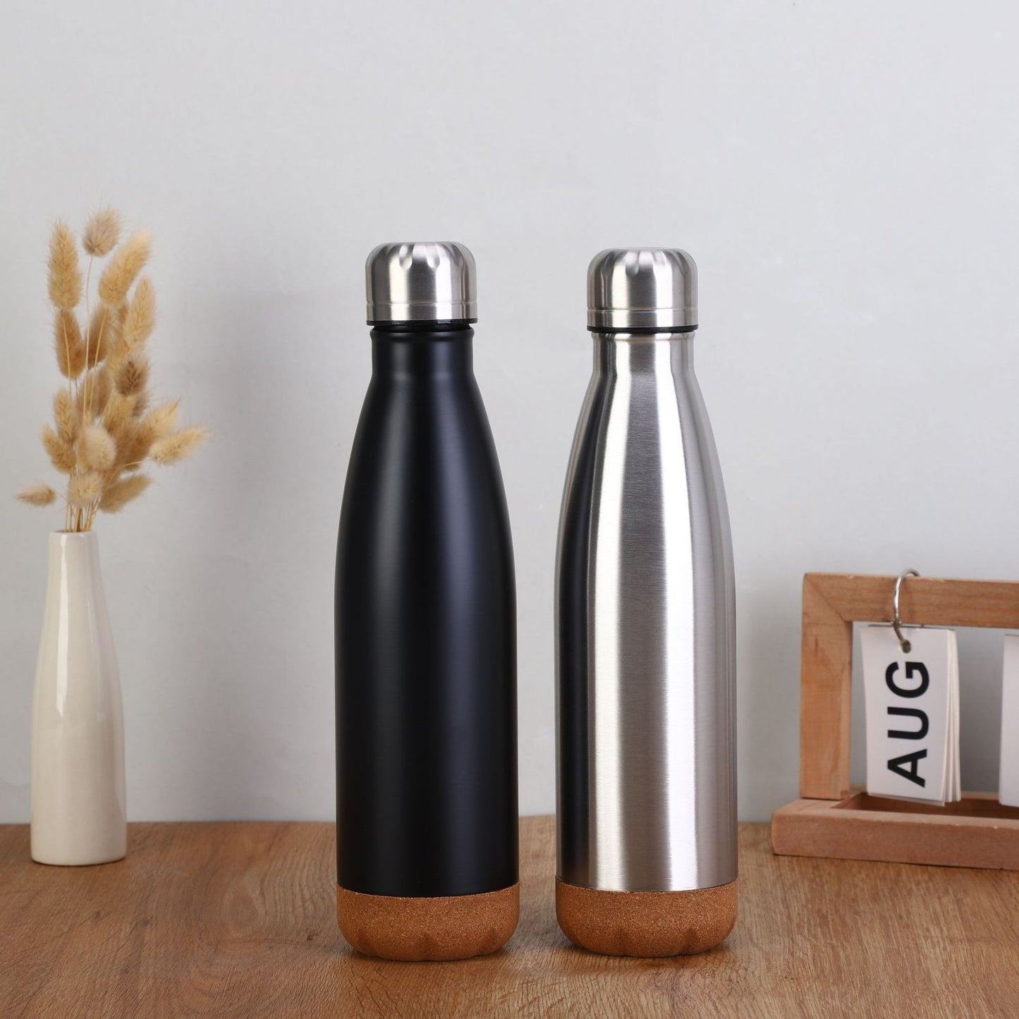 Damen stilvolle Edelstahl Isolierflasche mit Korkboden Brehn