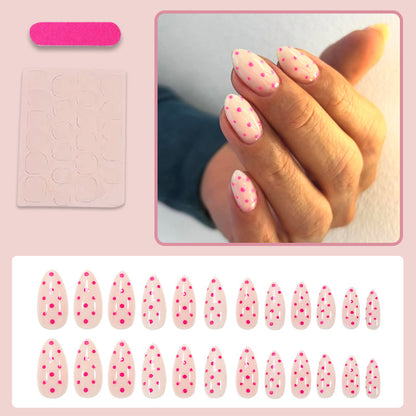 Kunstnagelset mit verspielten Punkten und elegantem Design Brehn