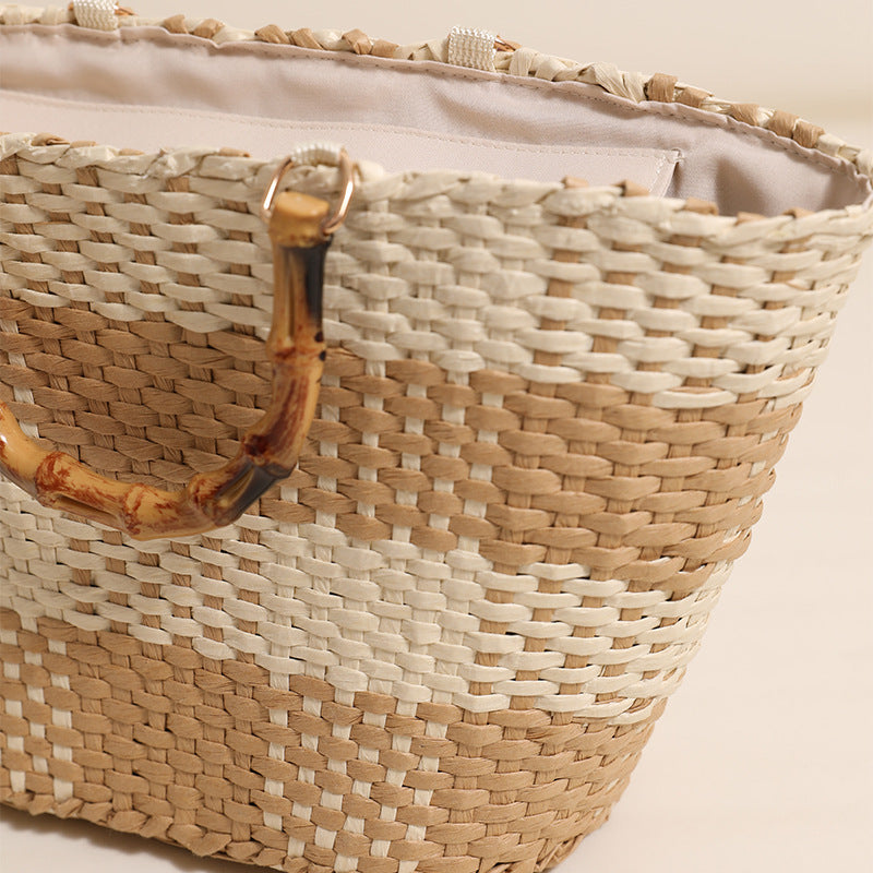 Damen Handgefertigte Korbtasche mit Bambusdetails Brehn