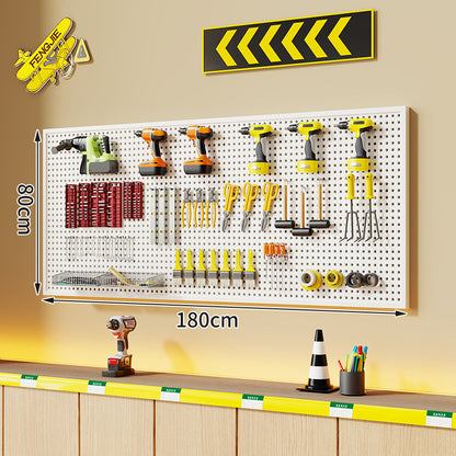 Wandmontierter perforierter Metallwerkzeug-Pegboard-Organizer mit Magnetstreifen und Mehrfachhaken