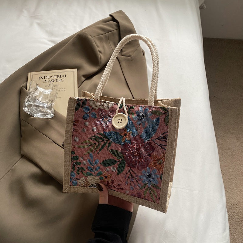Blumenverzierte Mini-Tote-Bag