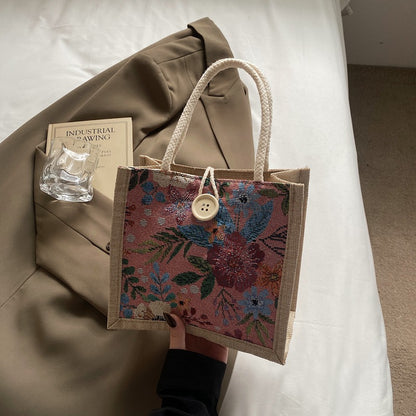 Blumenverzierte Mini-Tote-Bag