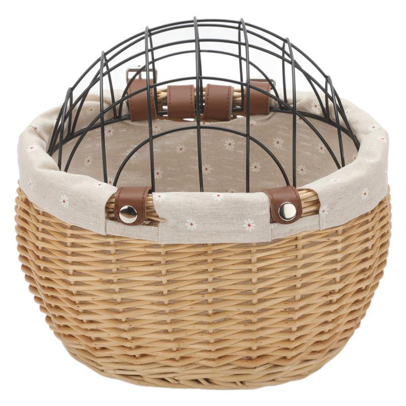 Gewebter Rattan-Tiertransportkorb mit zusammenklappbarem Metalldom und abnehmbarer Leinenauskleidung Brehn