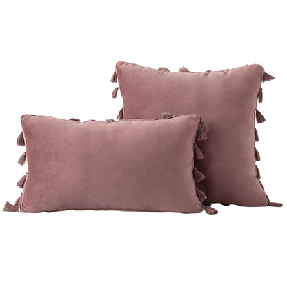 Velvet Quaste-Trim Quadrat und Lenden Dekokissen Set