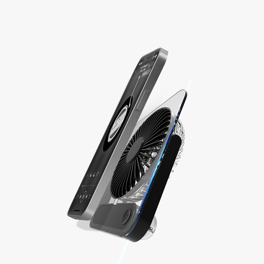 Kühlender klarer Acrylrahmen wiederaufladbarer tragbarer Tischfan mit digitaler Batterieprozentsanzeige und faltbarem Griff Brehn