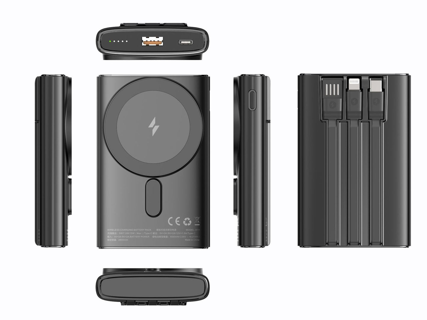 Tragbare Hochleistungs-Powerbank mit Integriertem Kabelmanagement Brehn