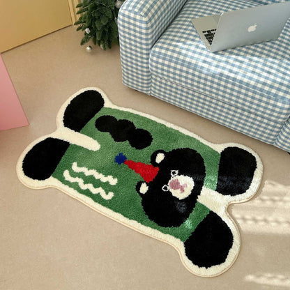 Kinderzimmer-Teppich Bärenform aus weichem Chenille mit rutschfester Unterseite
