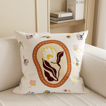 Square Plush Decorative Cushion Pillow with Illustrated House 'Room' Motif