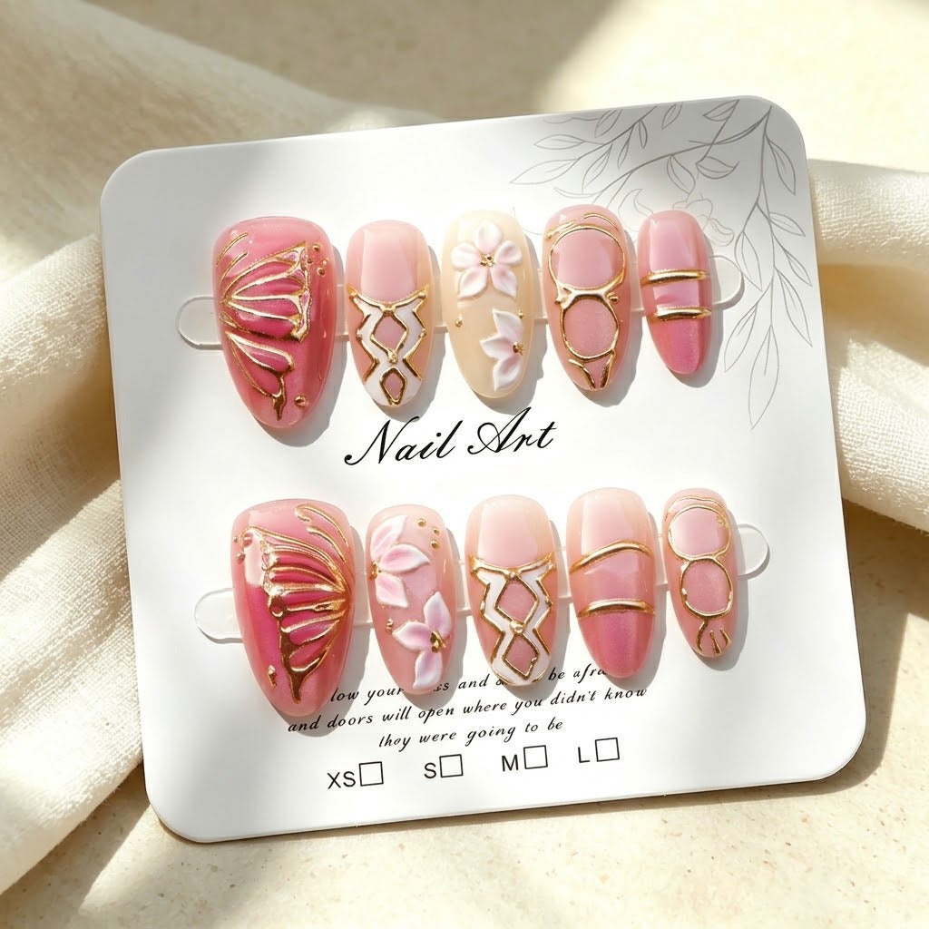 Dekoratives Floral Eleganz Press-On Nail Set