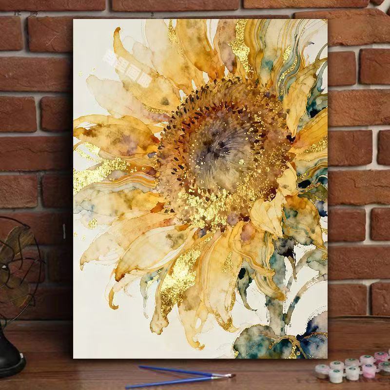 Elegante Sonnenblumen-Aquarell-Leinwandkunst Brehn