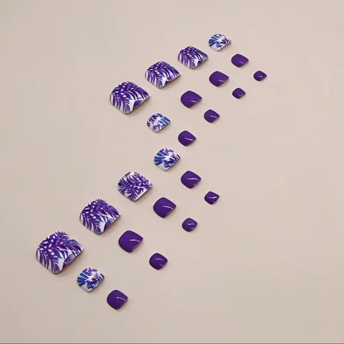 Fußnagelkunstset mit lebhaften Tropenmotiven und glänzendem Finish Brehn