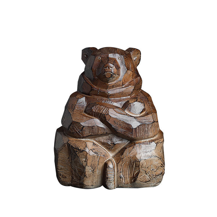 Handgefertigte Holzbären-Skulptur