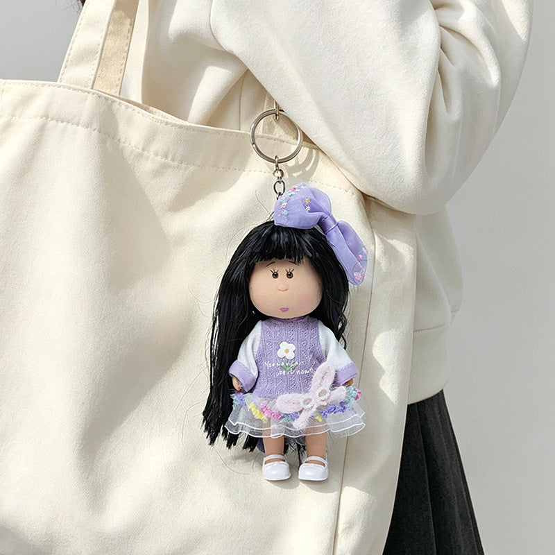 Hooded Doll Bag Charm Schlüsselanhänger mit Denim-Outfit & Schlaufe Brehn