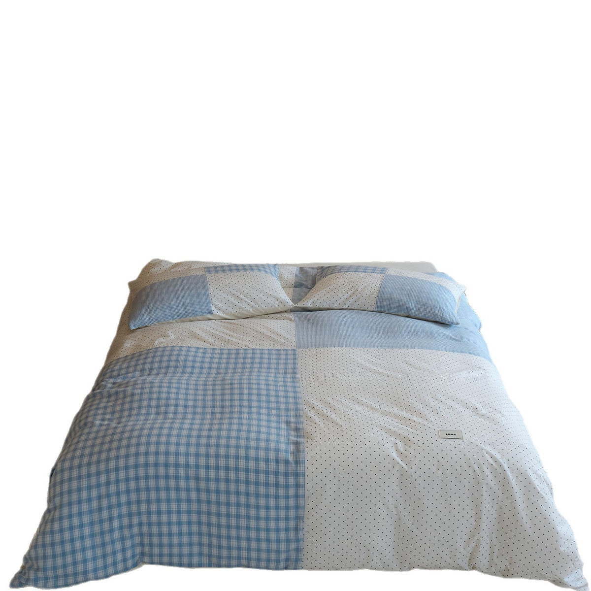 Umkehrbare gebürstete Baumwolle Gingham & Punkt Bettbezug Set