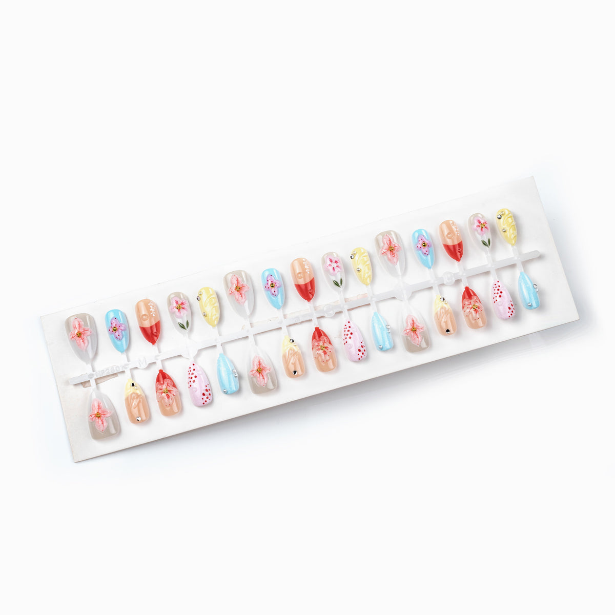 Künstlerische florale detaillierte Press-On Nagelkunst Brehn