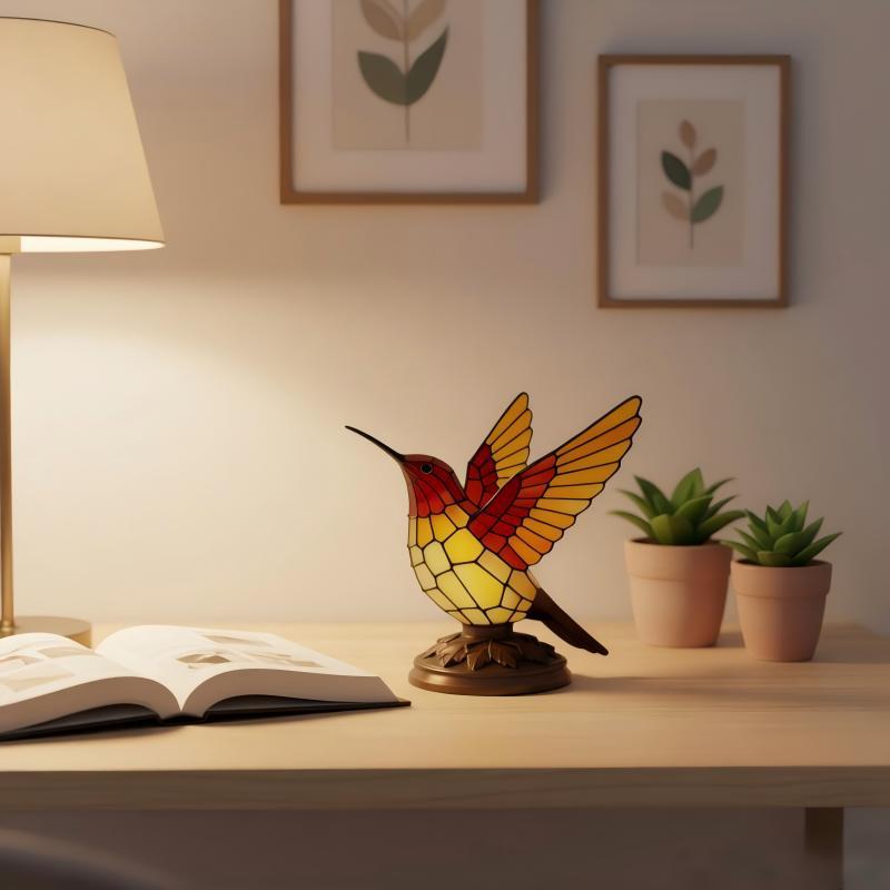 Dekorative Tischleuchte in Form eines Kolibris Brehn