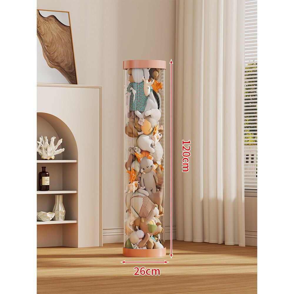 Klarer zylindrischer Geschenkdisplaybox für Plüschtiere mit LED-Lichterkette und abnehmbarem Deckel