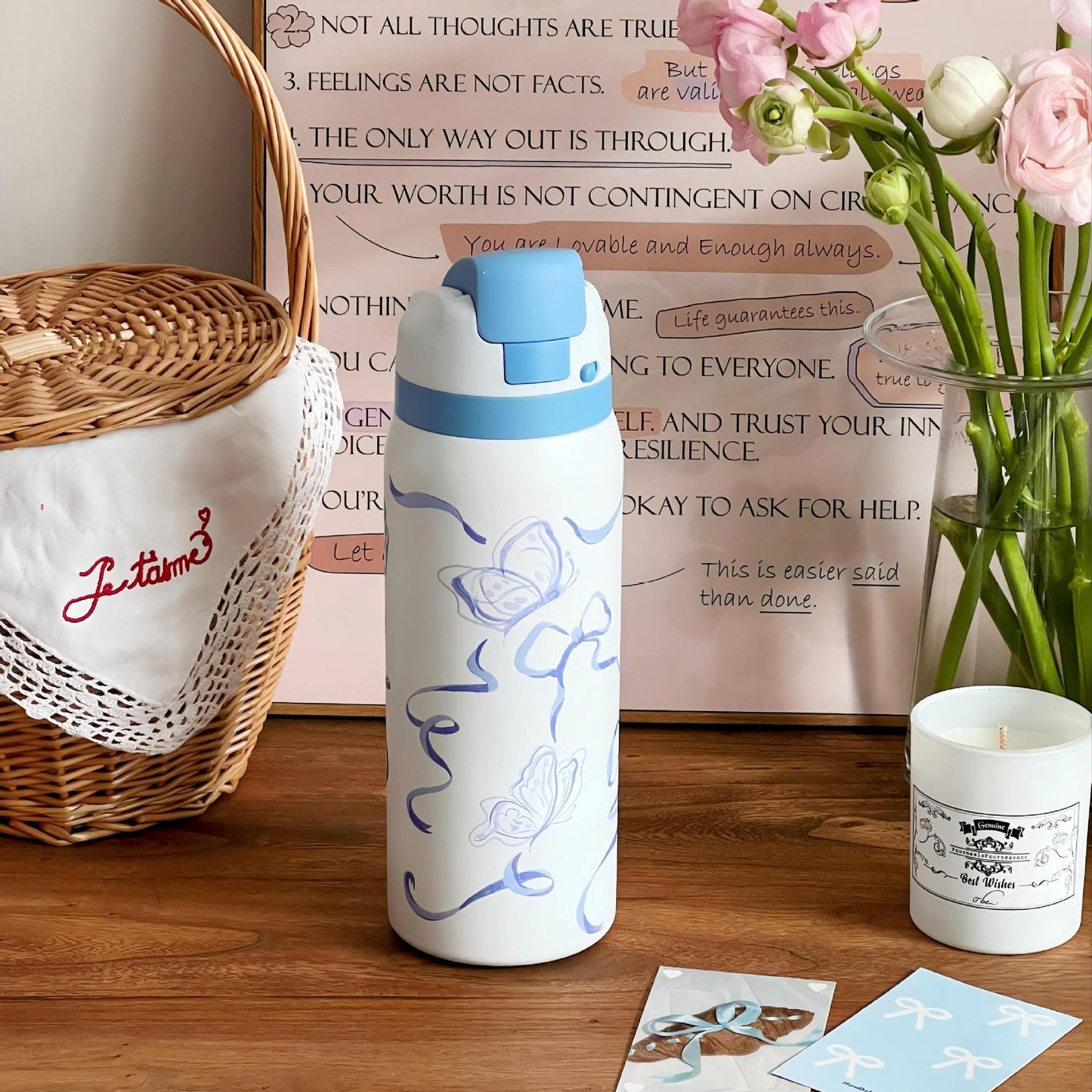 Damen Isolierte Wasserflasche mit floralem Design Brehn