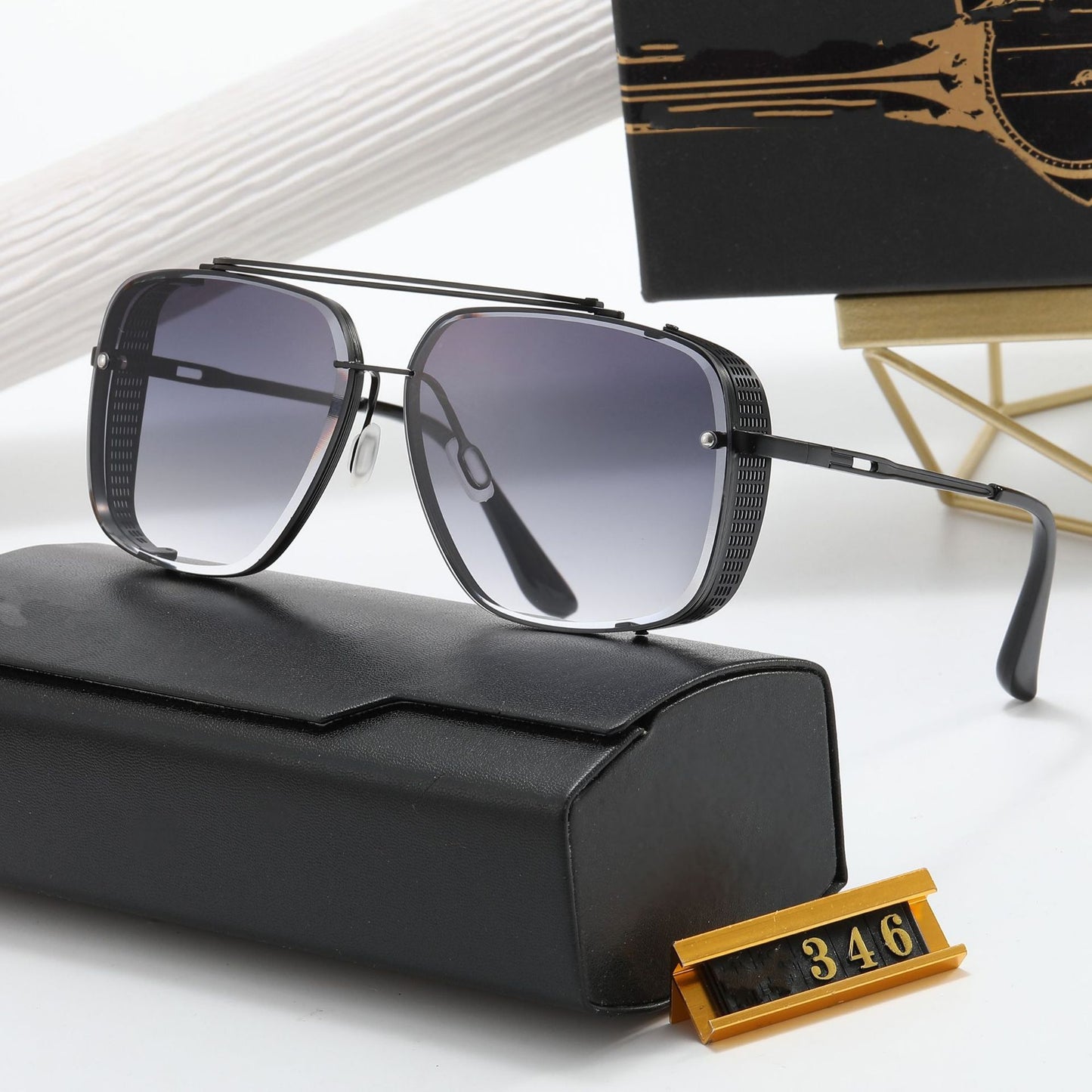 Damen Designer-Sonnenbrille mit stilvollem eckigem Rahmen und UV-Schutz Brehn