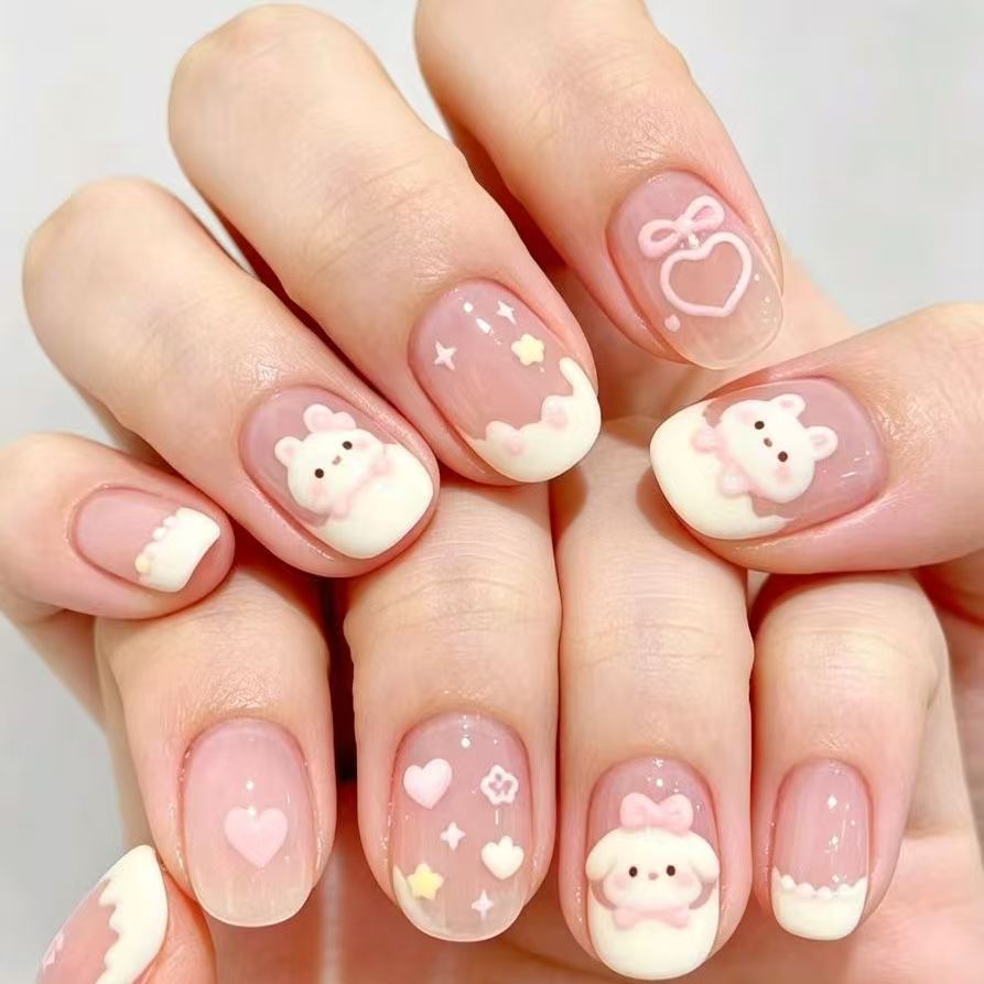 Künstlerisches Kaffee-inspiriertes Press-On Nagelkunst Set Brehn