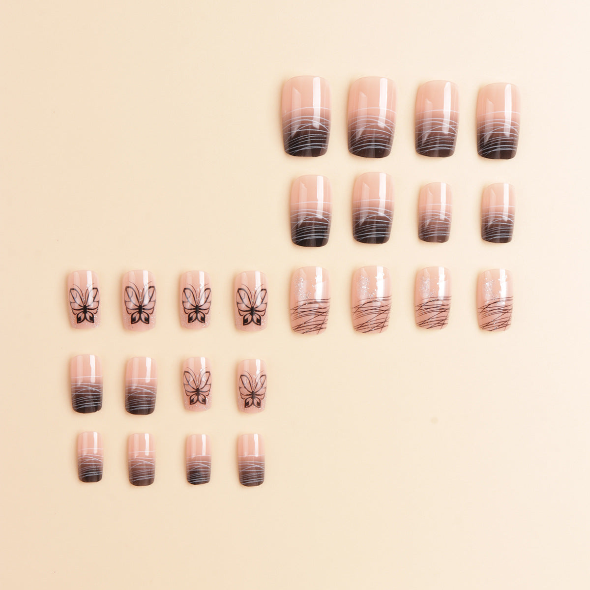 Elegante Schmetterlings-Themen Druck-Nagelkunst Brehn
