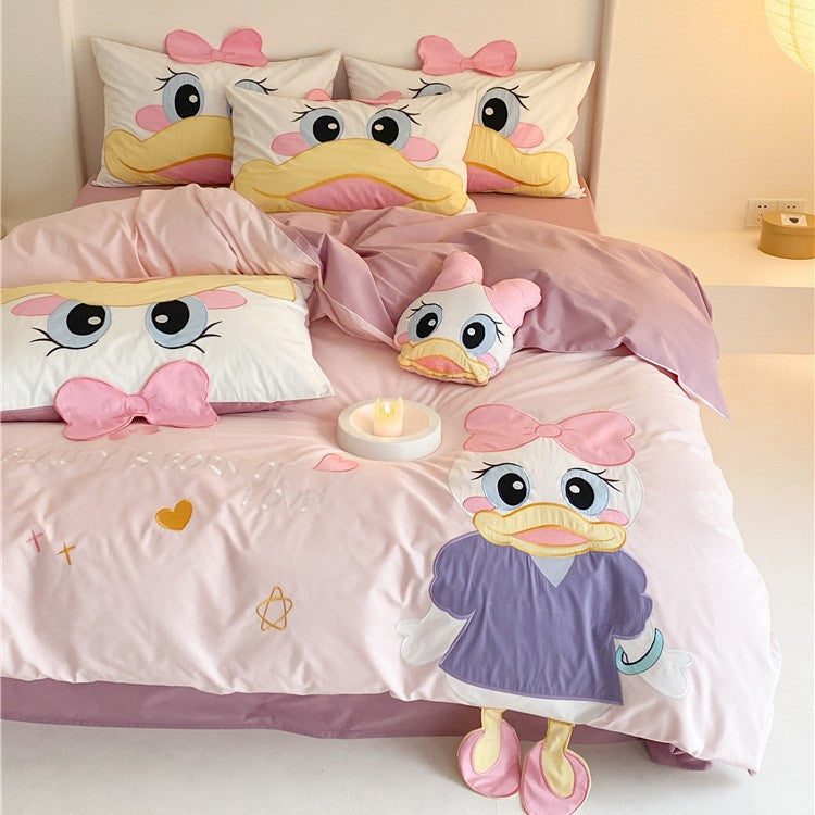 Kinder-Bettwäsche-Set mit dreidimensionaler Tiger-Applikation und Ohren-Kissen