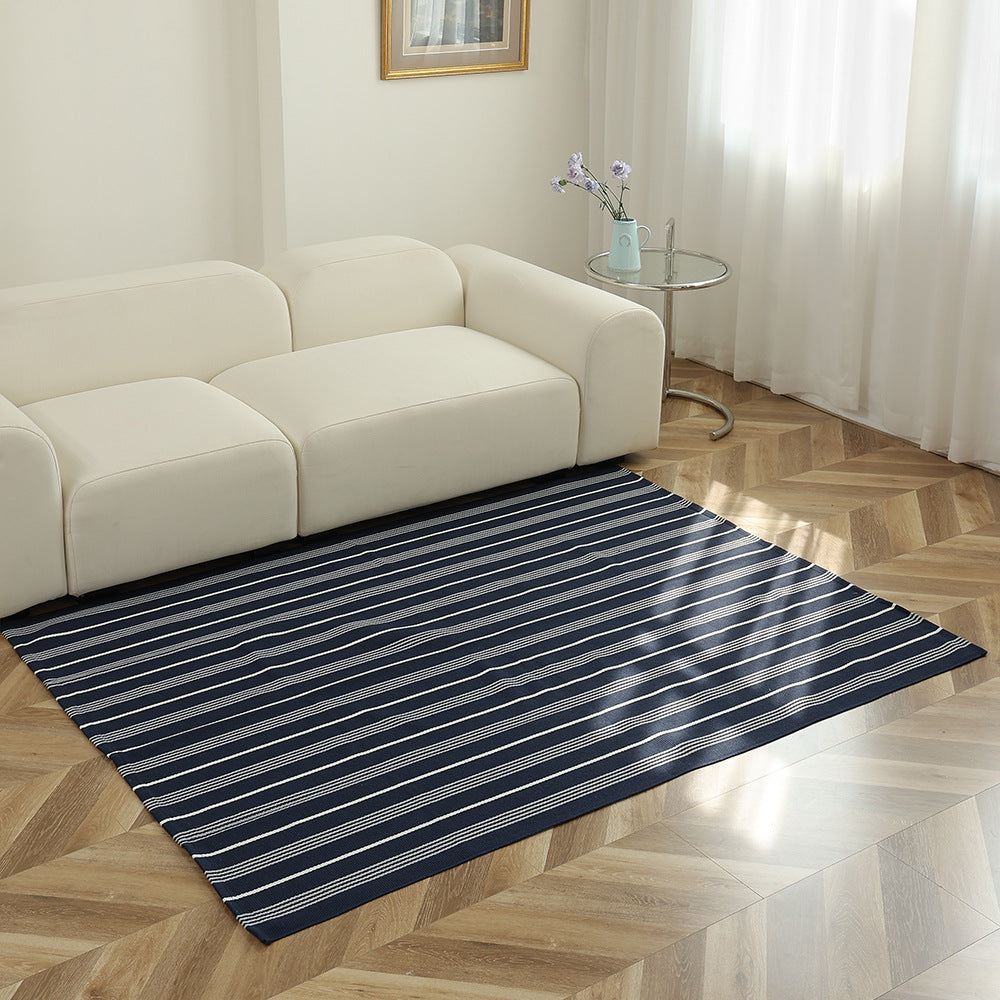 Gestreifter Flachgewebe-Teppich für Wohnzimmer mit niedrigem Flor und modernem Streifenmuster Brehn
