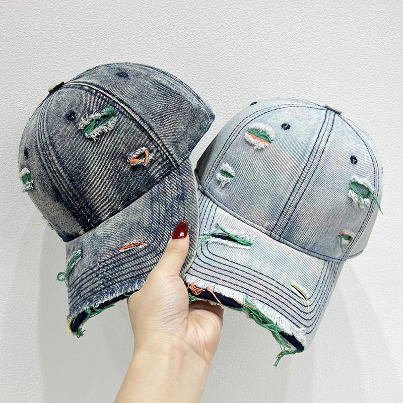 Damen Zerrissene Denim Baseball Cap Brehn 1784084142