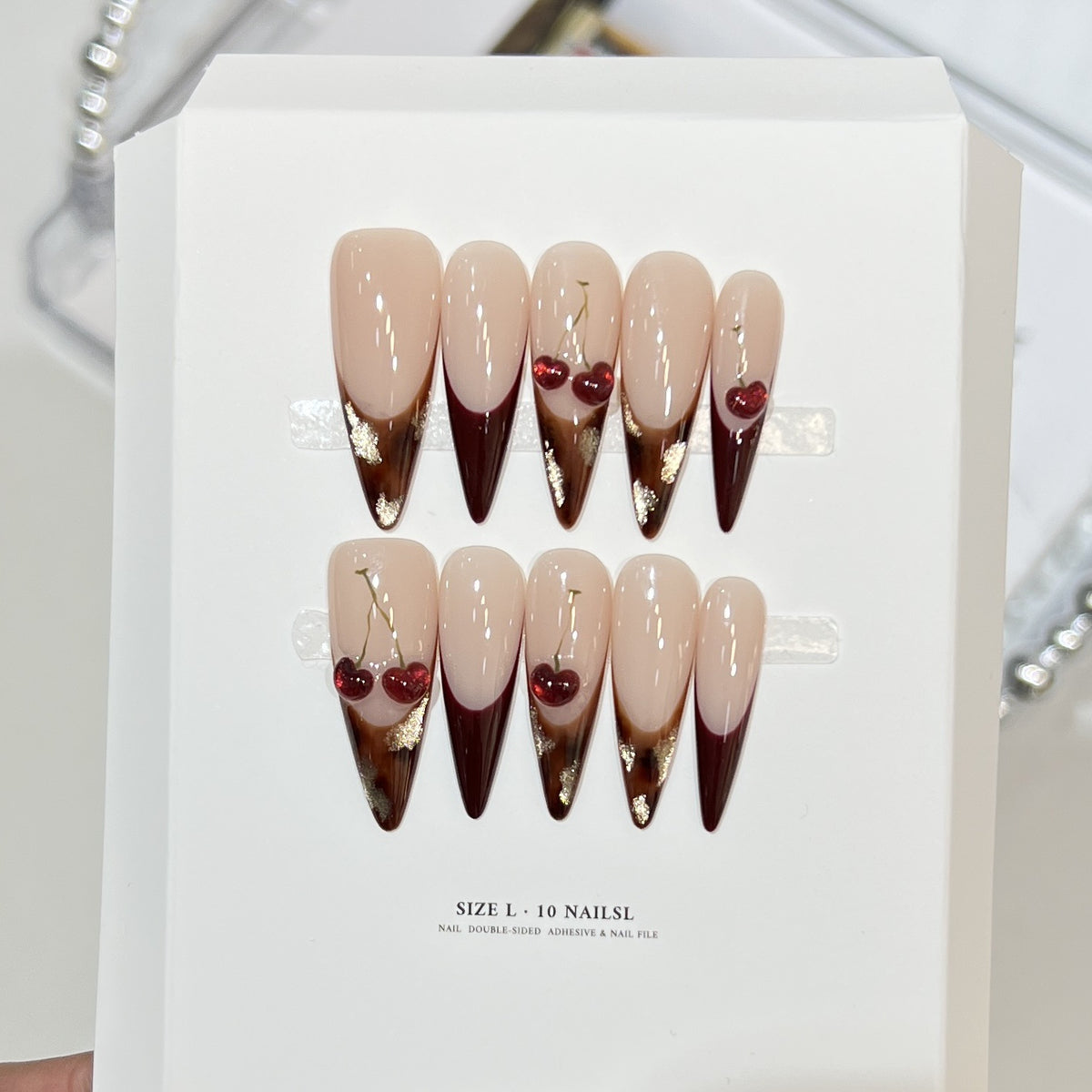 Künstlerisches Floral Design Stiletto Druck-Nagelset Brehn